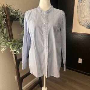 Talbots Women's Striped Button Down Blue/White XL Long Sleeve